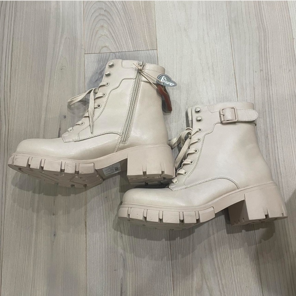 beige combat boots